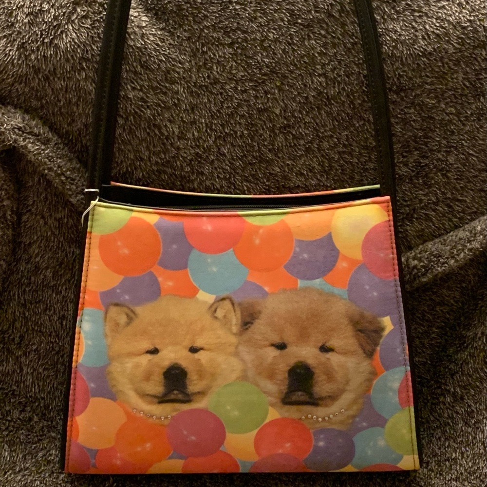 Chow Terrier Dog Bejeweled Large Handbag